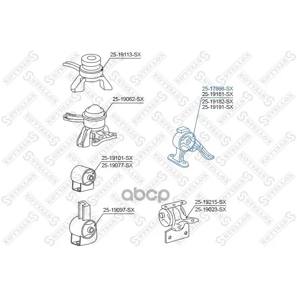 25-17998-Sx_подушка Двигателя Задняя! Toyota Caldina At190/St190 1992-1996 Stellox 2517998sx Stellox арт. 2517998SX