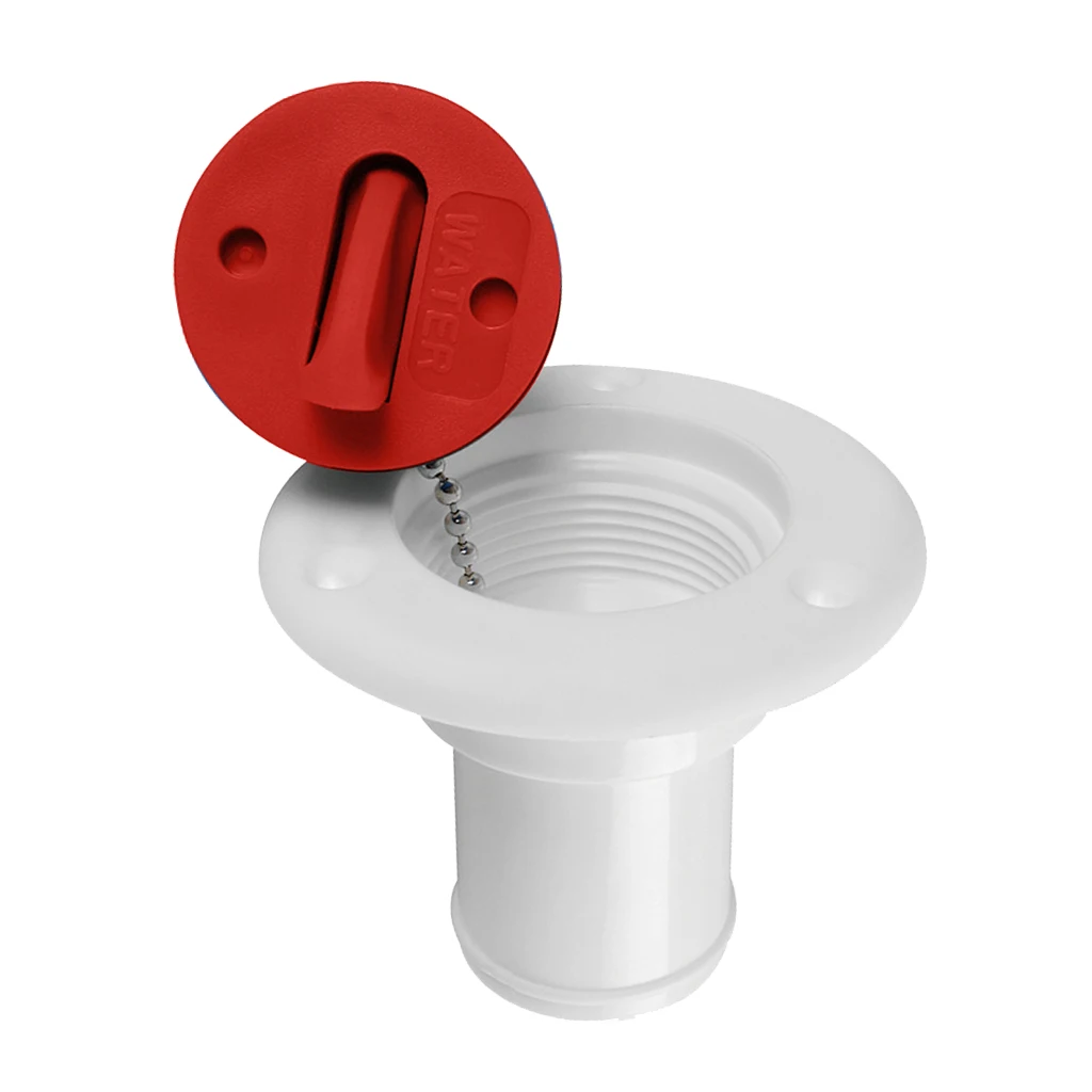 Marine Boat Deck Fuel Fill/Filler Keyless Cap 1 1/2 Inch, Nylon RV, Yacht, Caravan, Campervan Gas Fill Hatch Inlet (Red)