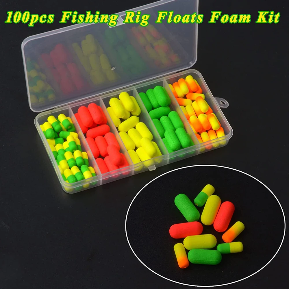 100Pcs/Box Foam Fishing Float Bobbers Cylinder Pompano Fishing Rig Floats  Fly Fishing Rig Making Kit For Trout Catfish Walleye - AliExpress