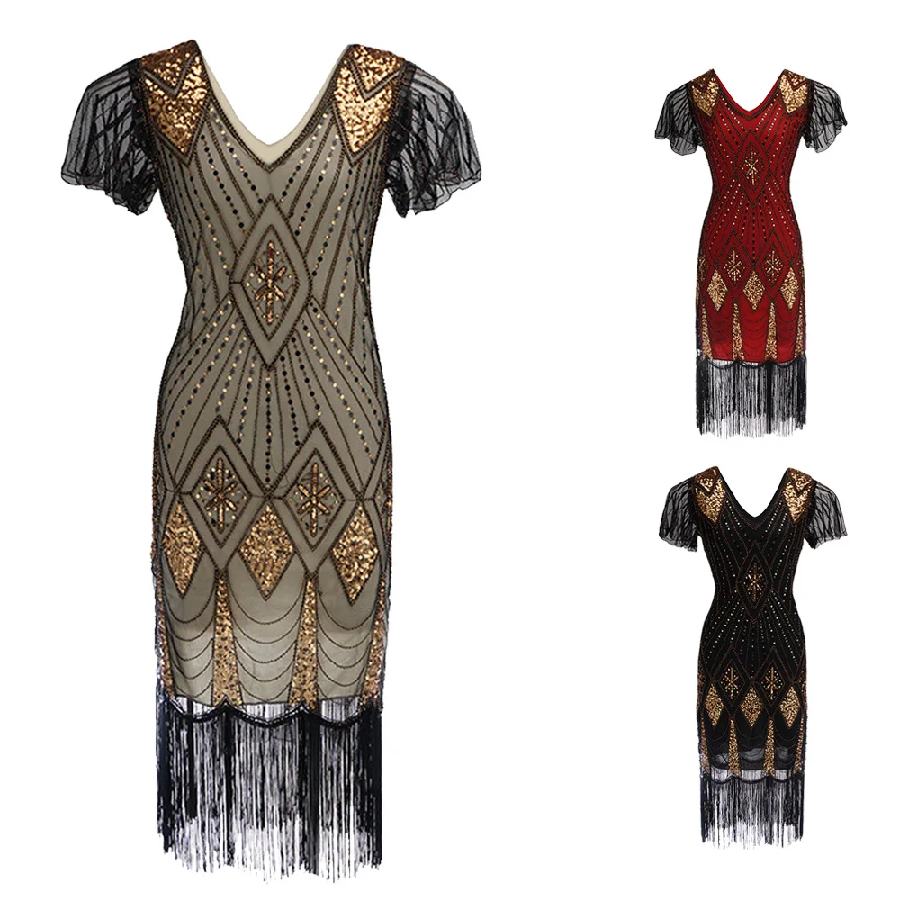 Для женщин и пайетками для маленьких девочек костюм vestidos в ретро-стиле, с коротким рукавом, Ленточки платье Robe Femme Клубная одежда облегающие сексуальные платья для женщин