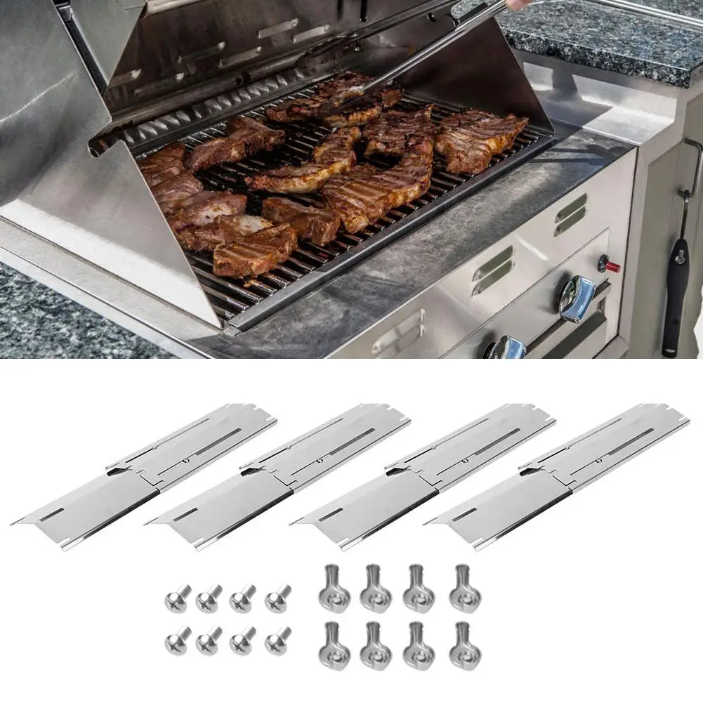 

4Pcs Adjustable Stainless Steel Grill Heat Plate Pad BBQ Baking Kitchen Supply High Temperature Resistance,Durable,Kitchen Tools