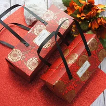 2 размера 5 шт золотой красный цветок фейерверк стиль бумажная коробка с ручкой рулон торт конфеты печенье шоколад подарочная упаковка год
