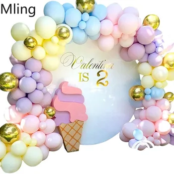 

Mling Color Macaron Balloon Arch Set Latex Candy Colors Balloon Arch Golden 4D Foil Balloons Wedding Birthday Party Decorations