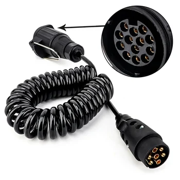 

7 To 13 Pin Trailer with Spring Cable Adapter Wiring Connector Trailer Power Socket 12V