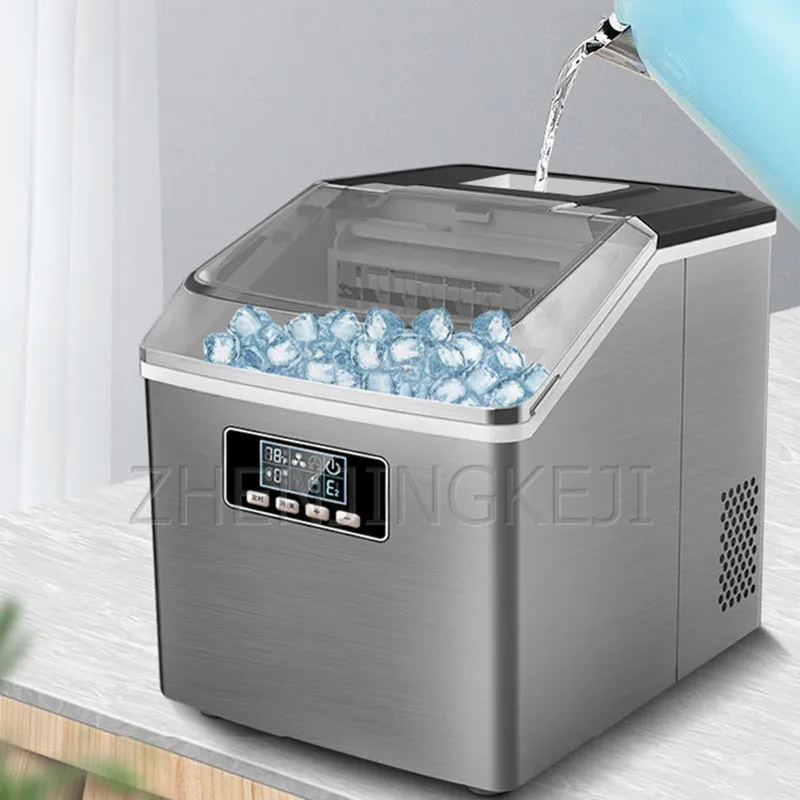

Home Ice Maker Small Milk Tea Shop 25KG Transparent Cover Mini Square Shape Frozen Appliances Ice Making Machines For Business