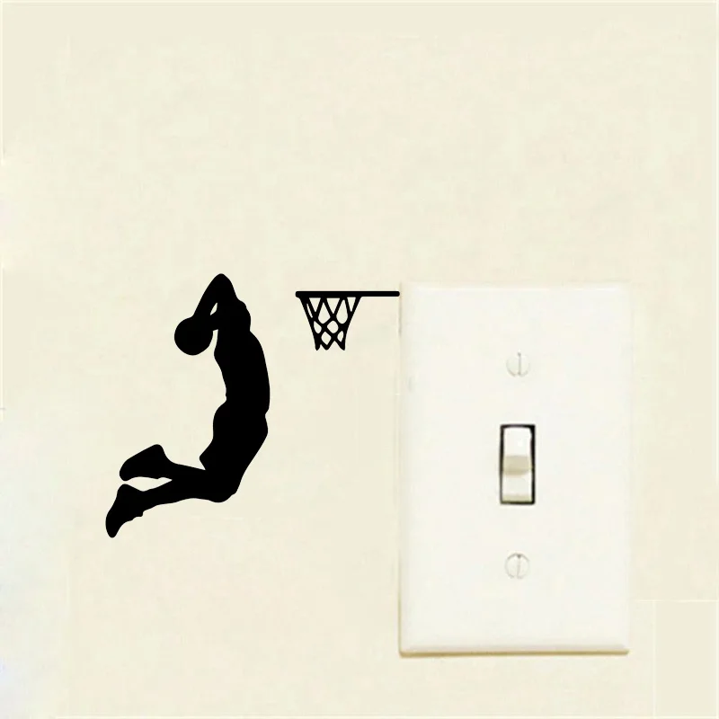 Баскетболист модный креативный виниловый стикер для переключателя украшения спальни Наклейка на стену 5WS0072