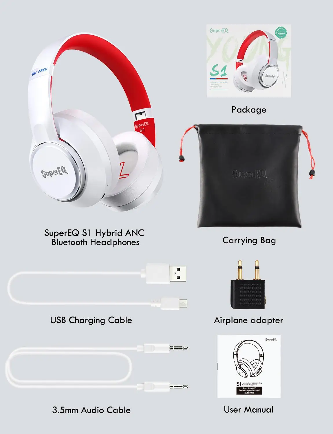 SuperEQ  Wireless Earphones Hybrid Active Noise