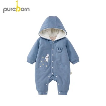 

Pureborn Newborn Unisex Baby Jumpsuit Quilted Cotton Lined Baby Romper Long Sleeve Thick Winter Baby Winter Clothes Outerwear