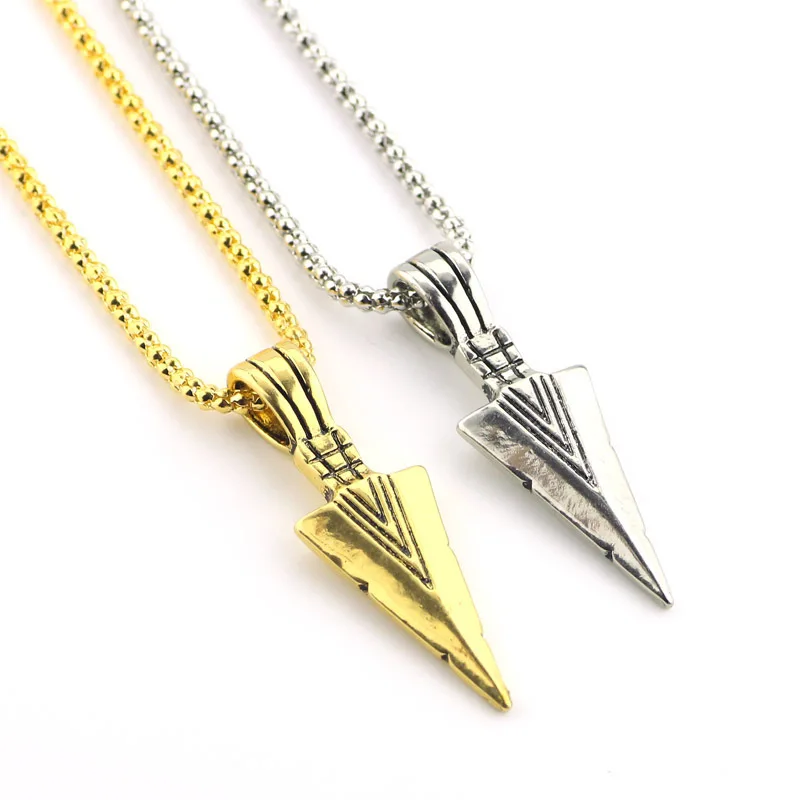 

ATTRACTTO Fashion Triangle Arrow Necklaces&Pendants For Men Women Stainless Steel Necklaces Gold Jewelry Long Necklace SNE190300