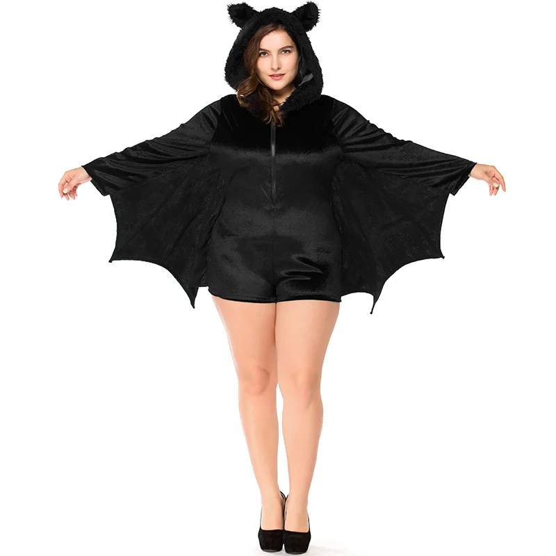 Животных косплей милый костюм летучей мыши женские костюмы для девочек на Хэллоуин для взрослых детей черный комбинезон на молнии соединять крылья Бэтмен одежда - Цвет: Adult