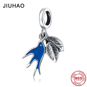 

Fashion 925 Sterling Silver Peace pigeon with Leaves beads Charms Fit Original Designer Charm Bracelet bangles Jewelry making