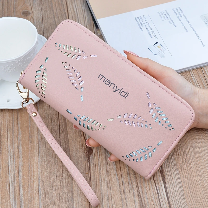 

WENYUJH Fashion Womens Wallet Hollow Leaves Women Wallet Purses Long Section Clutch Wallet Soft PU Leather ID Holder Money Bag