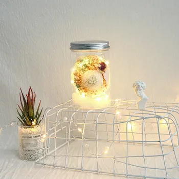 

Xmas LED Night lamp decorate desk light dream dried flower holiday creative Button battery power bulb for home bedroom luminar