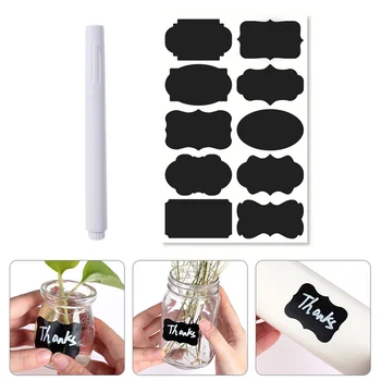 

100 Removable Self-Adhesive Chalkboard Labels Stickers with 1pcs Chalk Marker for Kitchen Spice Jars Glass Bottles