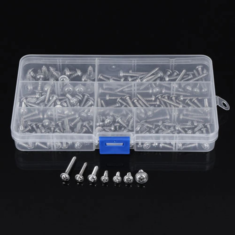 

220pcs/set Pan Phillip Tapper Self Tapping Screw Stainless Steel Screws Assortment Kit Fastener Hardware M3/M4/M5