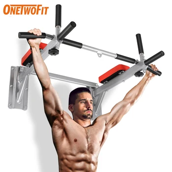 

ONETWOFIT Pull Up Bar Wall Mounted Dip Chin Horizontal Bar Workout Gym Station Stand Sit Push Heavy Sport Fitness Gym Equipment