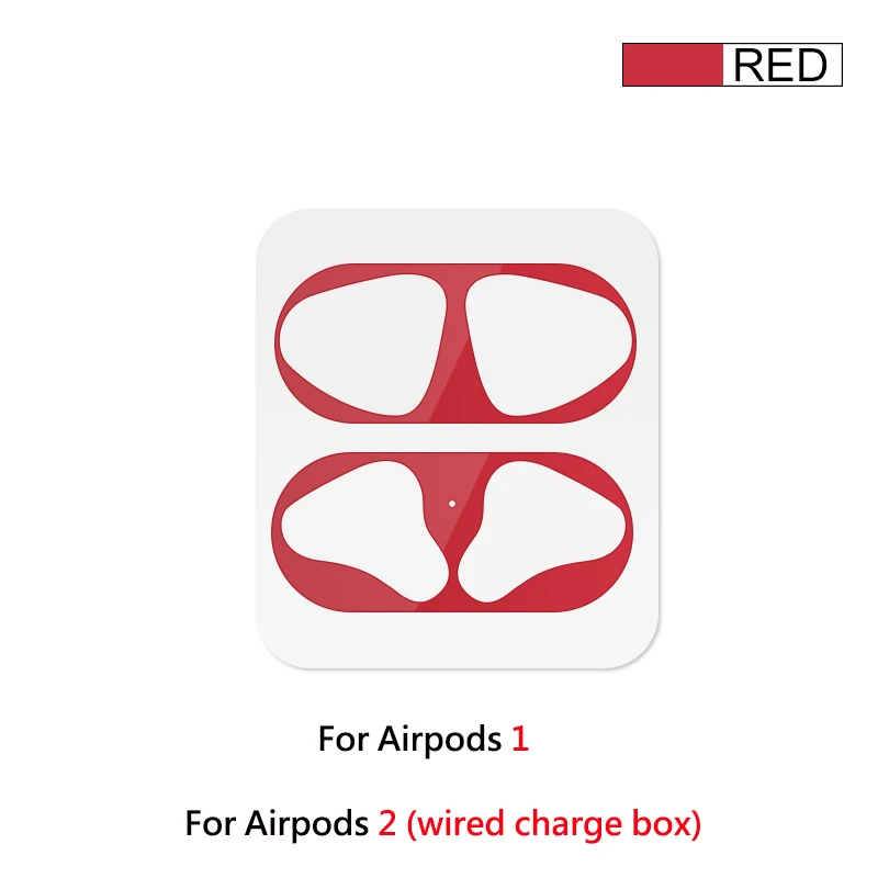 Цветной защитный чехол-наклейка, Пыленепроницаемый Чехол для Apple Airpods 1 2, чехол для зарядки, ультратонкая металлическая пленка - Цвет: red1