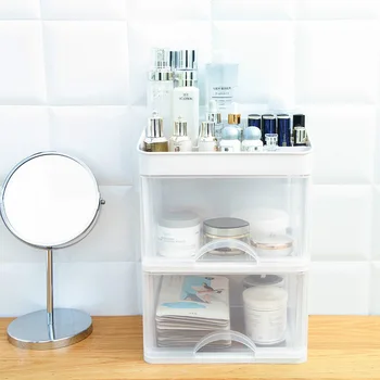 

Desktop Plastic Makeup Organizer Women Cosmetics Make Up Storage Drawer Box Jewelry Lipstick Nail Polish Sundries Container Case