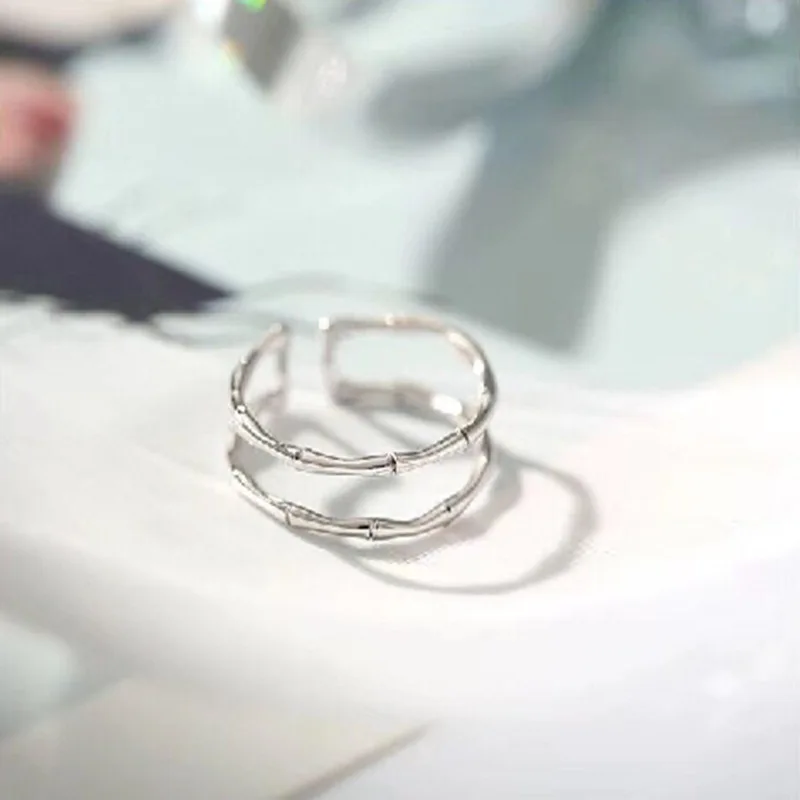 DIEERLAN Bijoux индивидуальные 925 пробы серебряные бамбуковые кольца для женщин Свадебные украшения регулируемый античный перстень Anillos