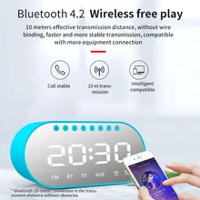 Зеркальный светодиодный двойной Будильник беспроводные часы динамик Bluetooth 4,2 бас динамик USB TF AUX FM радио встроенный микрофон динамик