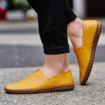 

GOODRSSON men's driving shoes cow leather moccasins italy handmade outdoor walking casual shoes breathable comfy male footwear