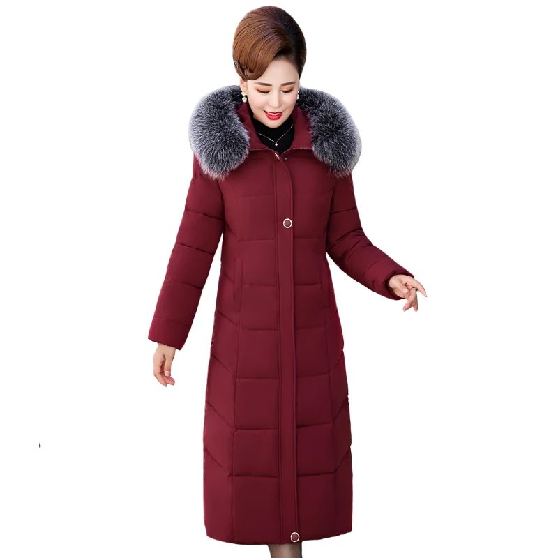 Best Women Winter Down Jacket With Fur Collar Hooded Plus Size 5XL High Quality Warm Thicken Slim Women Coat X long Ladies Parkas