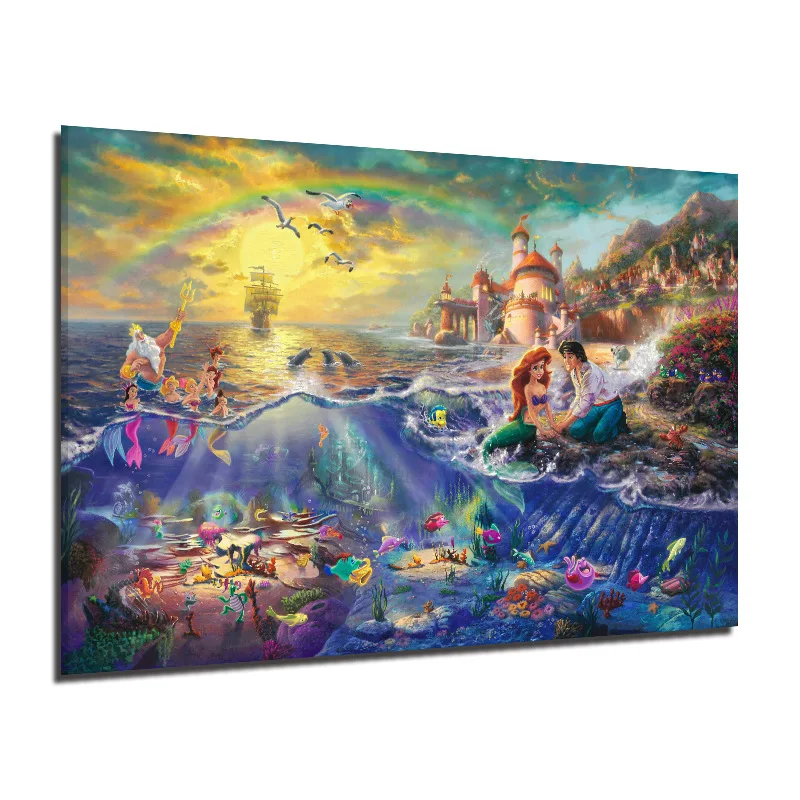

Cross Border Hot Selling Mermaid Princess Full Set Oil Painting Frameless Computer Spray-print Canvas Decorative Painting Televi