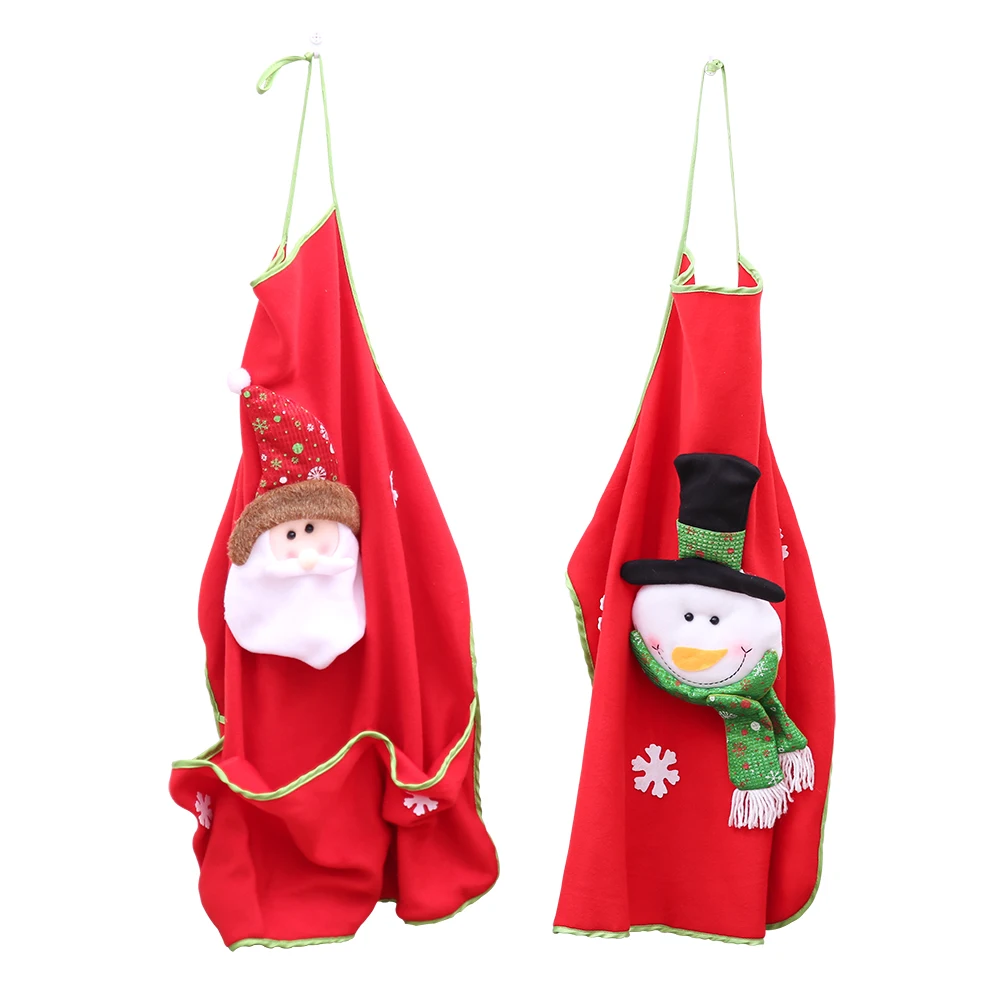 Luanqi Christmas Pinafore Apron kitchen Apron For Women Cloth Fabric Christmas Bag Merry Christmas Decorations Home Party Supply