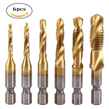 Bits Tap-Drill Screw-Thread Metric Hex Shank Titanium-Plated High-Speed M3-M10 Steel