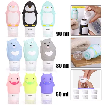 

3PCS 90ml Mini Travel Empty Silicone Refillable Bottles Press Bottle For Lotion Shampoo Bath Small Shampoo Pots Bathroom Tool