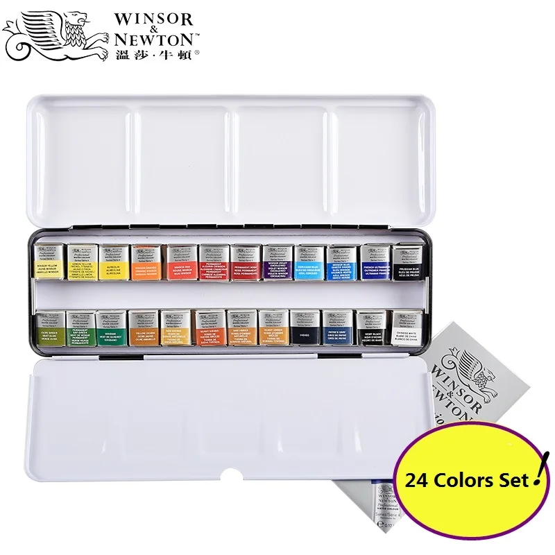 WINSOR& NEWTON, 12/24 цветов,, профессиональный, для старшего художника, Одноцветный, акварельный пигмент, сделано во Франции - Цвет: 24 colors