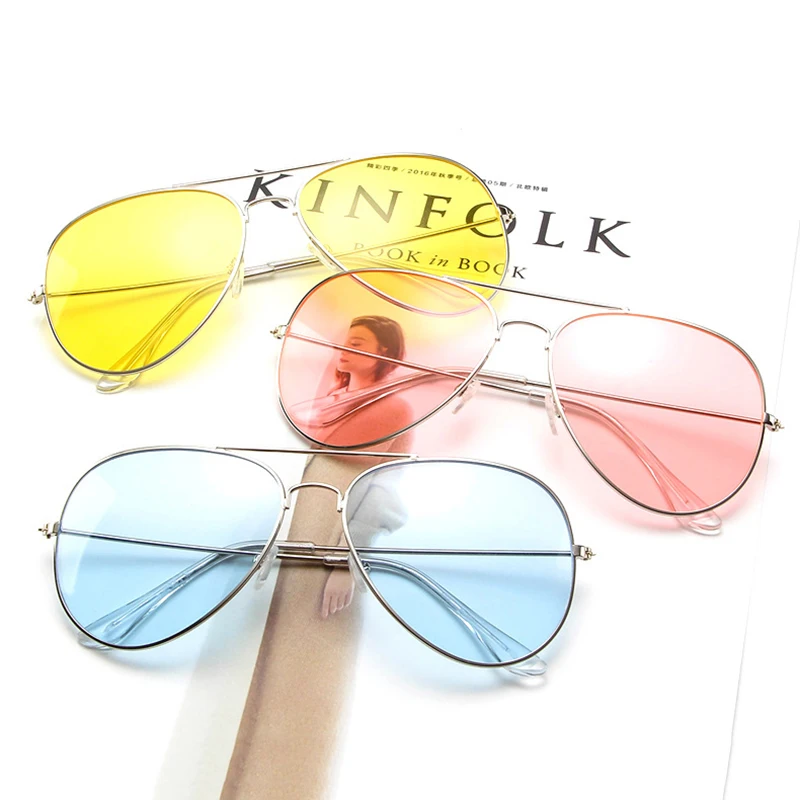 

Vintage Pilot Sunglasses Men Brand Designer Aviation Driving Sun Glasses Women Pink Yellow Sunglass Shades UV400 Oculos De Sol