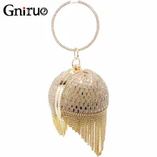 Модные женские вечерние клатчи с золотыми бриллиантами и кисточками с металлическими кристаллами, вечерняя сумочка, свадебная сумка, свадебные Наплечные браслеты, сумочка