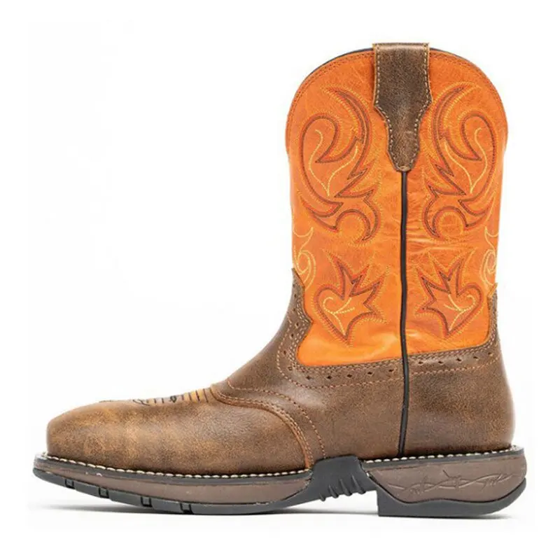 2021 New Men Shoes Fashion Trend Solid Color PU Retro Embroidery Embossed Round Head Cowboy Rider Snow Martin Boots ZZ357 |