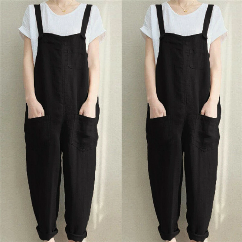 

Women Jumpsuit Summer Solid Color Playsuit Ladies Jumpsuits Plus Size Rompers Womens Jumpsuit Sleeveless Romper Overalls