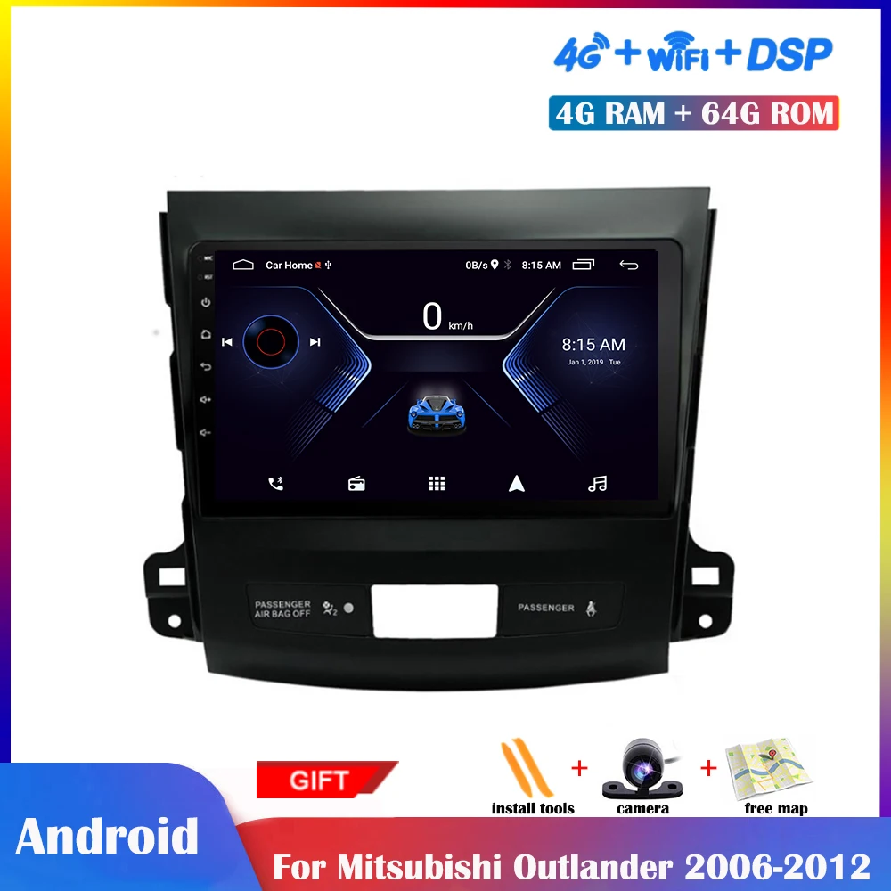 Мультимедийный плеер 9 дюймов Android для Mitsubishi Outlander 2006-2012 автомагнитола стерео DSP IPS