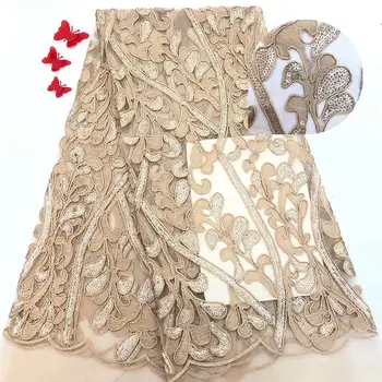 

5 yards handcut organza lace with sequins African lace fabric with big holes for Nigerian clothes sewing