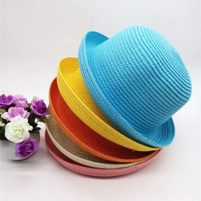 Sun Hat for Parent-child Adult/Child Straw Knit Woven Curled Dome Men Women Summer Beach Travel Sunscreen Bowler Hat U29 sun hat sun protection hat