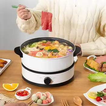 

220V 1400W Multifunctional Electric Cooker Heating Pan Non-stick Electric Cooking Pot Machine Hotpot Noodles Rice Eggs Soup