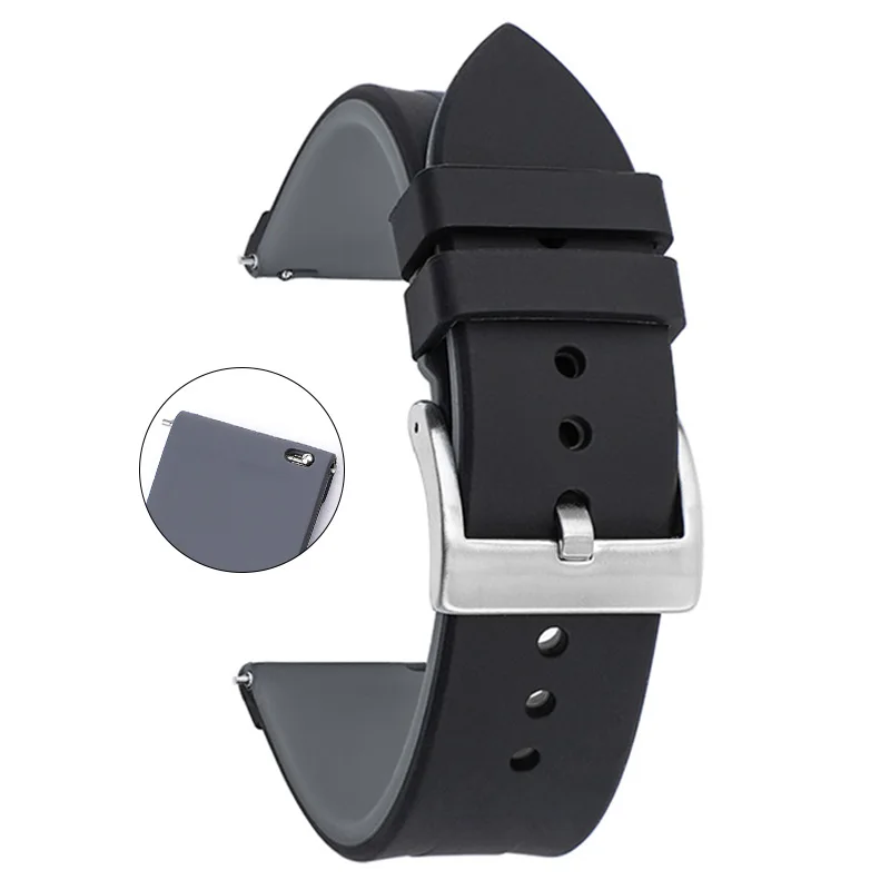 

BEAFIRY Silicone Watch Band 20mm 22mm Soft Rubber Watch Strap Watchband Waterproof Sport for samsung huawei Black Blue Orange