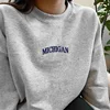 USA Michigan Letters Embroidery Printing Casual Thick Pullover Autumn Loose Crewneck Vintage Tops 80s 90s Women Sweatshirts 4