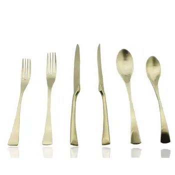 

304 Stainless Steel Dinnerware Set Matte Gold Metal Flatware Home Party Tableware Set Kitchen Accessories Hot Sale 24pieces