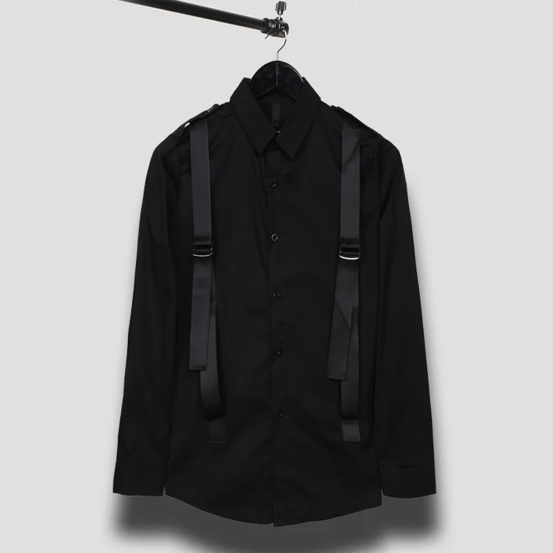 

Owen Seak Men Casual Shirts Gothic Style Men's Clothing Spring Male High Street Autumn Black Shirts