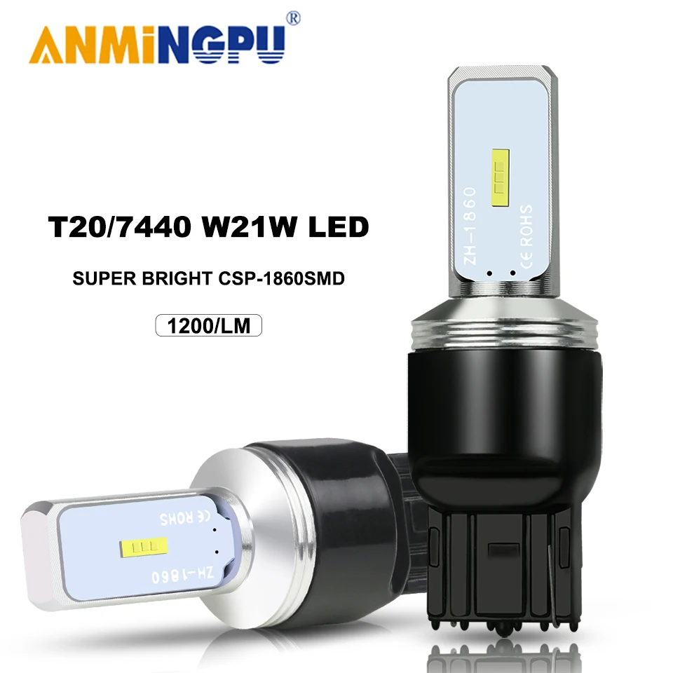 

ANMINGPU 1x Signal Lamp W21W LED 7440 T20 7443 W21 5W Led Bulbs CSP 1860SMD 3156 LED P27W T25 3157 P27 7W Canbus Brake Light 12V