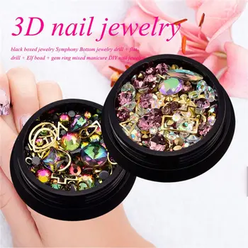 

2 Box 3D Nail Jewelry Colorful Mixed Acrylic Tip Diamond Flat Jewel Stone Nail Rhinestone Manicure DIY Nail Art Decoration (i