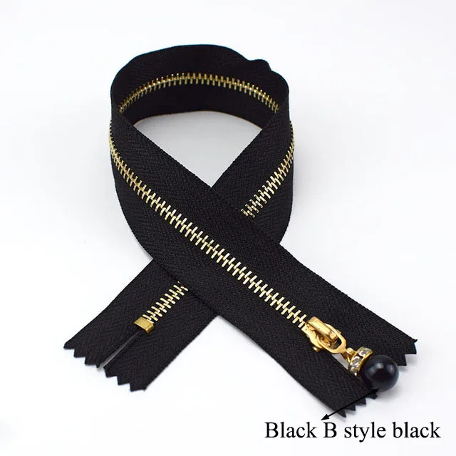 BBlackPearlBlack Meetee 10 шт 3#20/30 см металлическая молния с жемчугом пулер застежки-молнии с закрытым концом автоматической блокировки Декор застежкой-молнией, самодельный сумок куртка кошелек одежды аксессуары для шитья - Цвет: BBlackPearlBlack