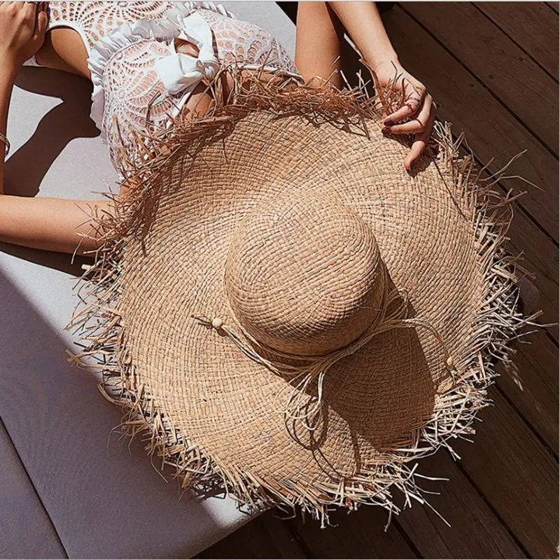 WZCX Bow Burrs Shading Summer Women Outdoor Wide Brim Straw Hat Sun  Protection Dome Big Brim Beach Hat Sun Visor Cap - AliExpress