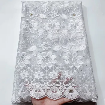 

8colors ( 5yards/pc ) Beautiful design African French net lace white color tulle lace fabric for wedding party dress FXS019