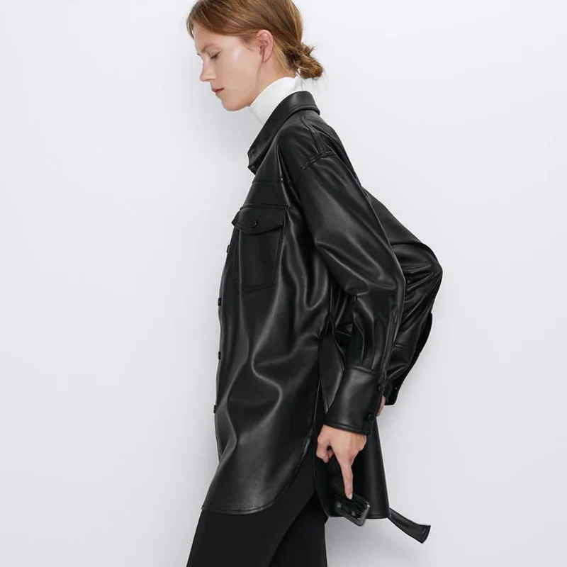 Fandy lokar пальто из искусственной кожи, женские модные тонкие куртки из искусственной кожи, женские элегантные куртки с поясом, карманами на талии и кнопках, пальто для женщин, женские IP