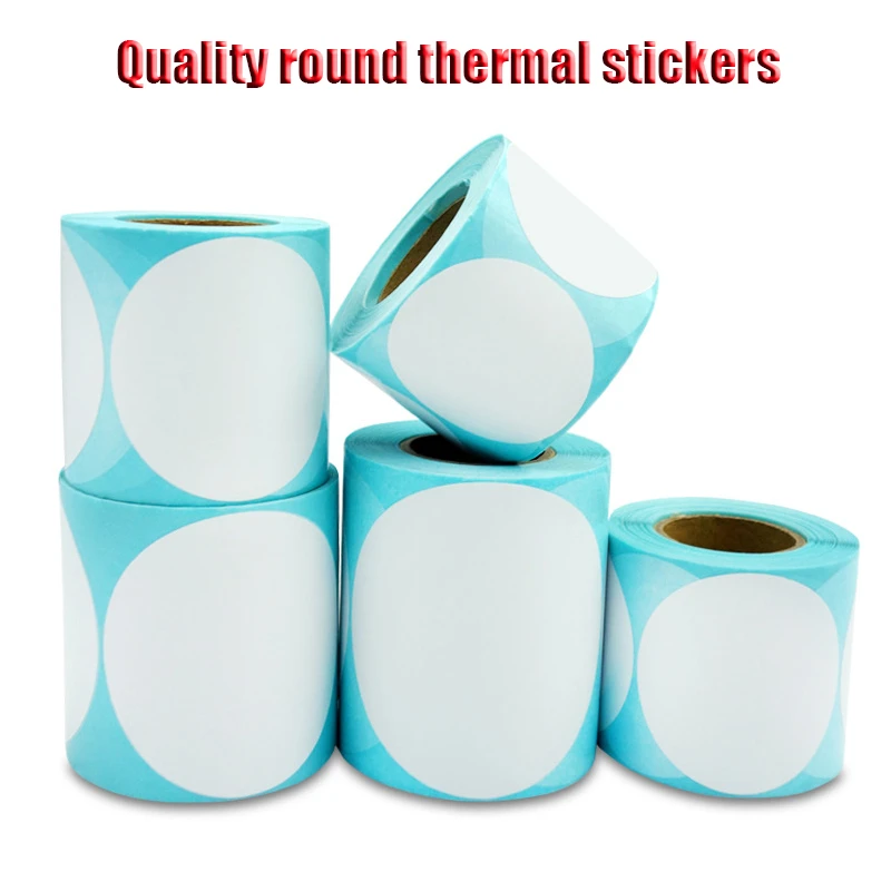 Adhesive Thermal Label Sticker Paper Thermal Label Roll, White Round Stickers, 1 Rolls, Packing seal label sticker
